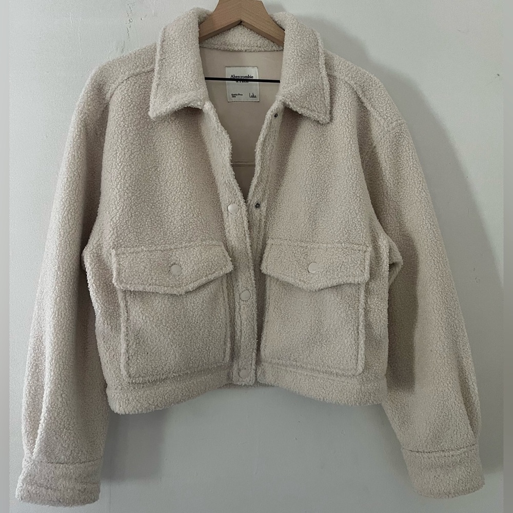 Abercrombie & Fitch Cream Sherpa Jacket